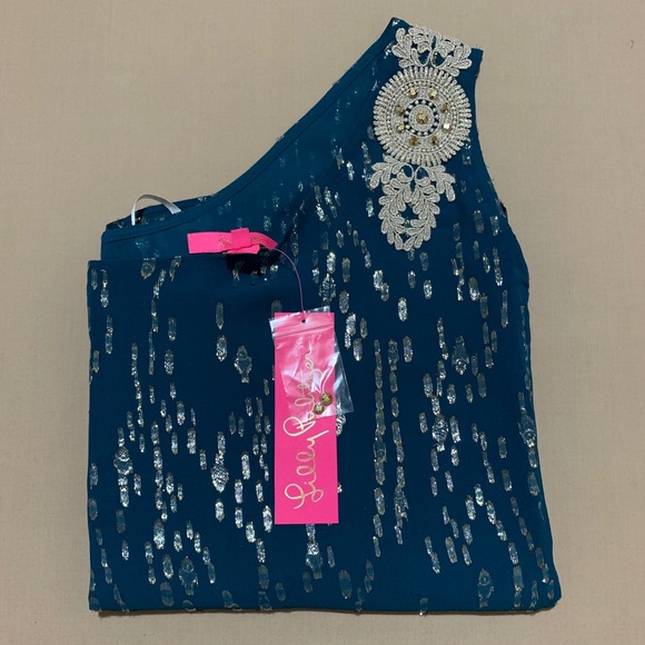 LILLY PULITZER Siene One Shoulder Silk Top - Picture 6 of 9